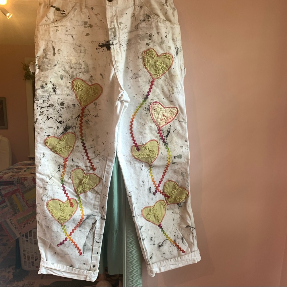 UPCYCLED Heart Love Bohemian Painters Pants